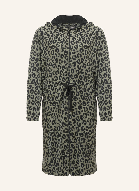 Cawö Peignoir unisexe à capuche OLIVE / NOIR
