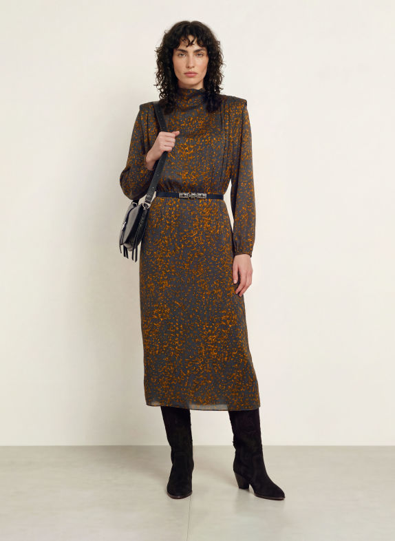 ba&sh Kleid HOELIA BLAU / DUNKELORANGE / SCHWARZ