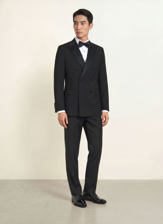 WILVORST Tuxedo Trousers, Regular Fit 010 SCHWARZ