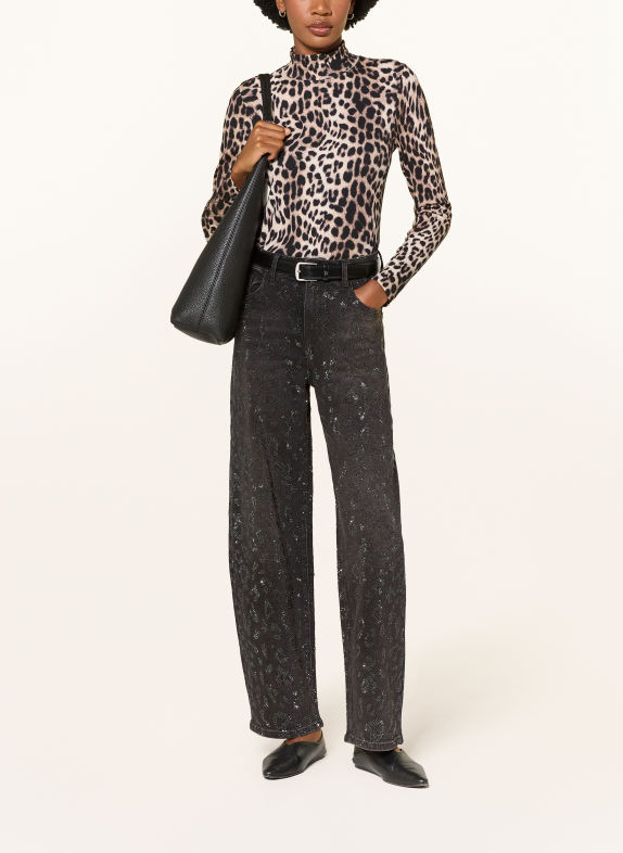 miss goodlife Barrel-leg jeans with rhinestones 2 BLACK