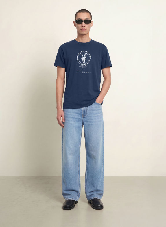 ALLSAINTS T-Shirt TIER HALE BLAU / WEISS