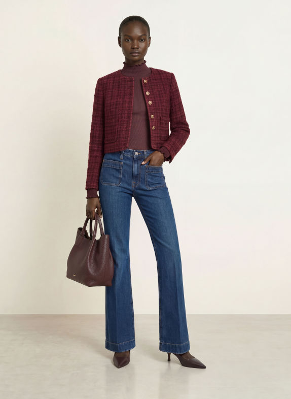 HOBBS Boxig jacka MARIA i tweed FUCHSIA / MÖRKLILA