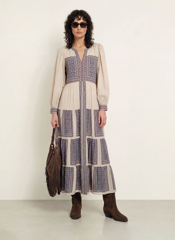 ba&sh Kleid OLLY CREME / LILA / PETROL