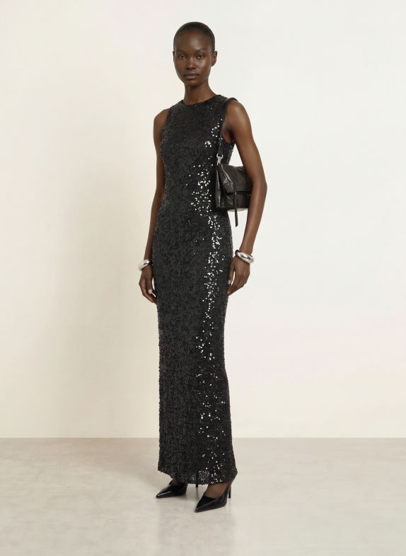 ROTATE Sequin evening dress BLACK