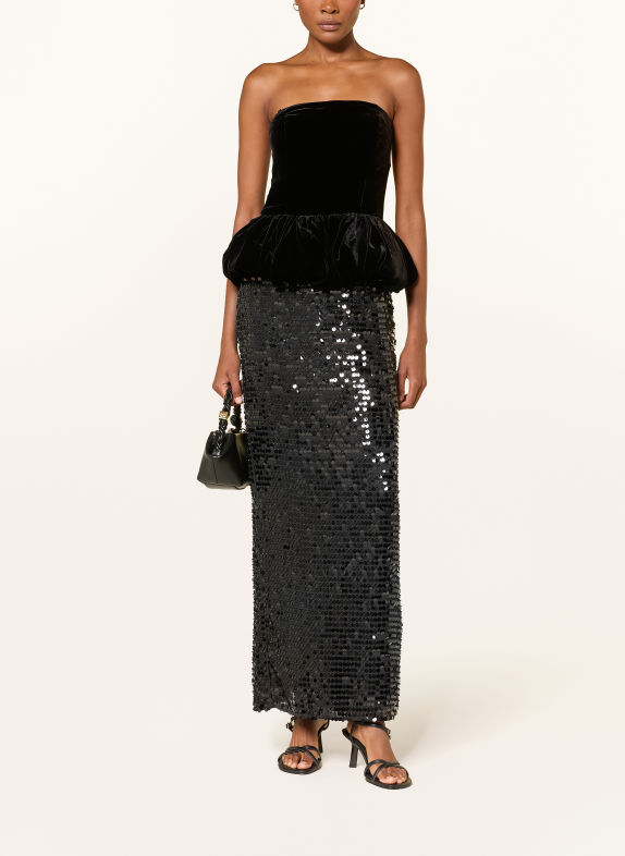 ROTATE Abendkleid mit Pailletten SCHWARZ