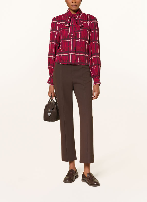 HOBBS AISHA Tie-neck blouse DARK RED / LIGHT BROWN / DARK BROWN