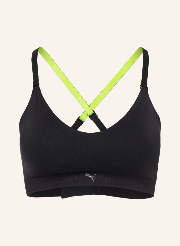 PUMA Soutien-gorge de sport 3D KNIT NOIR / JAUNE FLUO