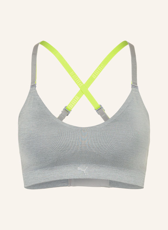 PUMA Soutien-gorge de sport 3D KNIT GRIS CLAIR / JAUNE FLUO
