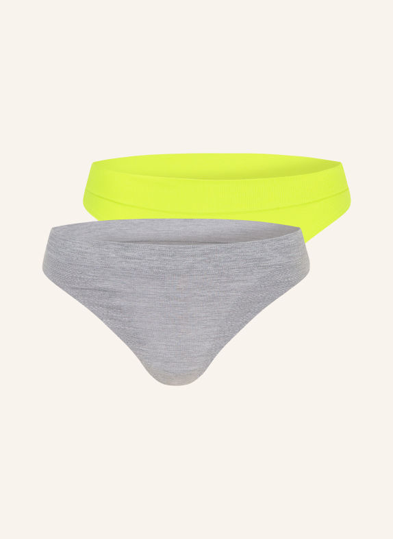 PUMA Lot de 2 slips 3D KNIT GRIS CLAIR / JAUNE FLUO