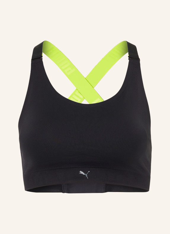 PUMA Soutien-gorge de sport 3D KNIT NOIR / JAUNE FLUO