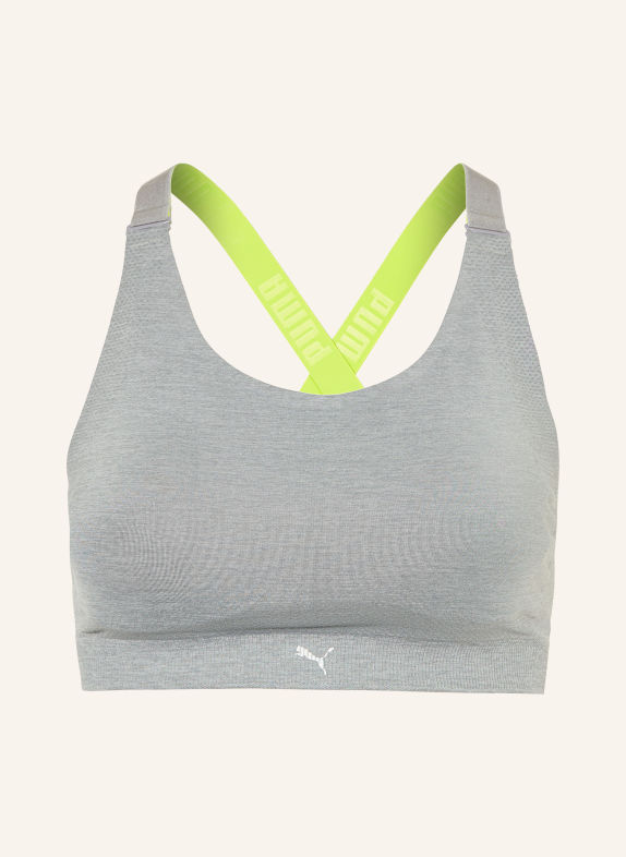 PUMA Soutien-gorge de sport 3D KNIT GRIS / JAUNE FLUO