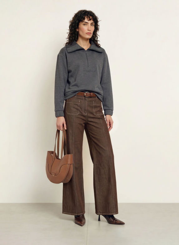 REISS Pull sweat col zippé LAYLA GRIS