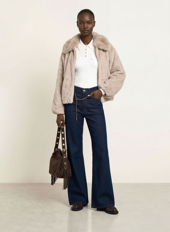 maje Kunstfell-Blouson BEIGE
