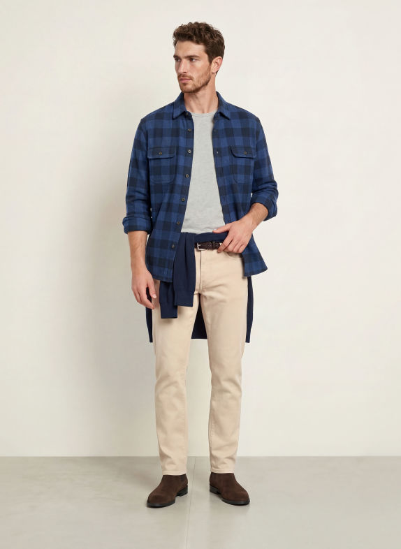 FAHERTY Comfort Fit Flannel Shirt DARK BLUE / BLACK