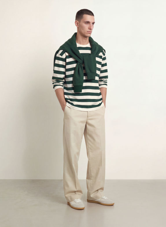 ARKET Long-sleeve shirt DARK GREEN / WHITE