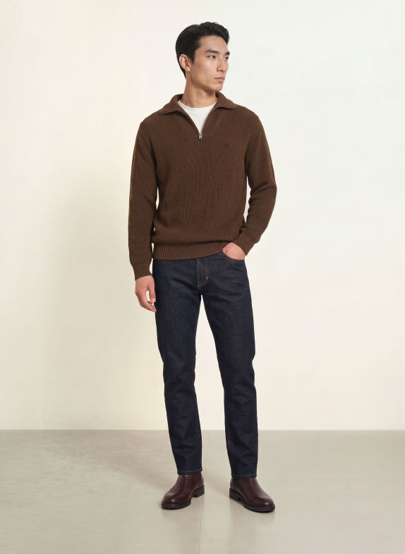 FYNCH-HATTON Half-zip sweater DARK BROWN