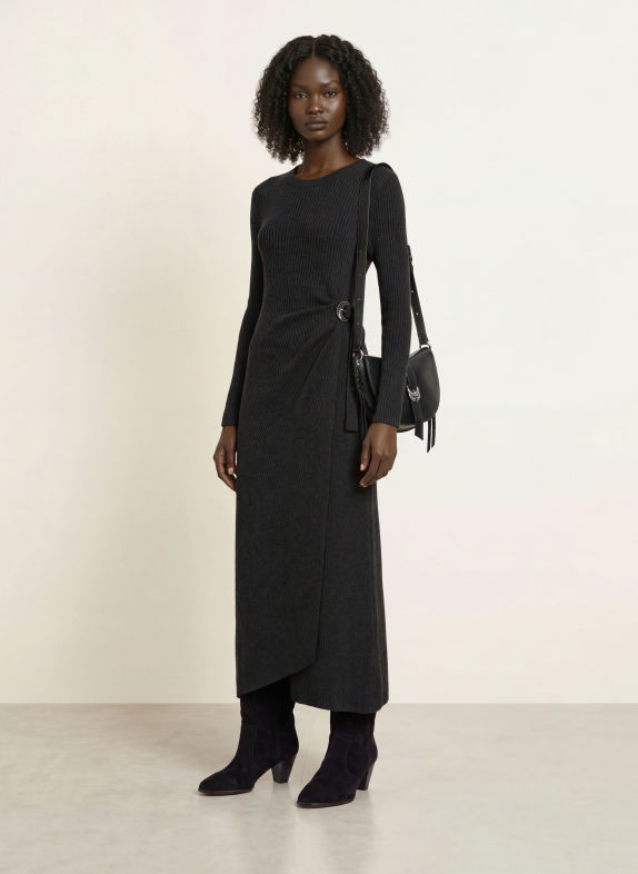 ba&sh BAMAYA Knit Dress DARK GRAY