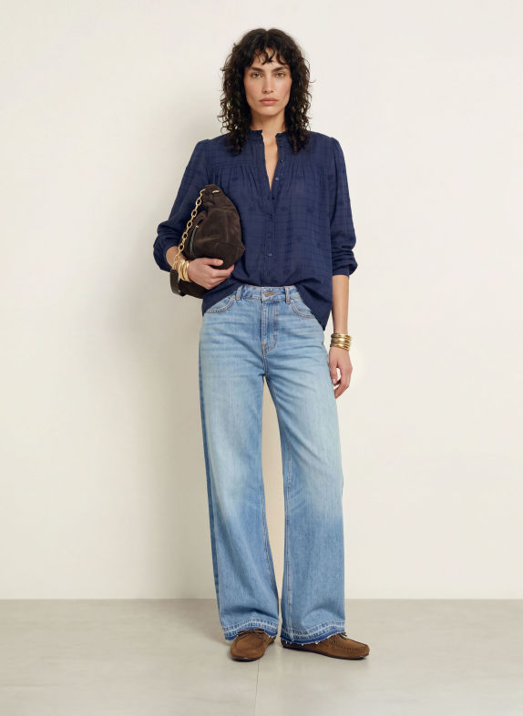 ba&sh MELODY Blouse with Lace DARK BLUE