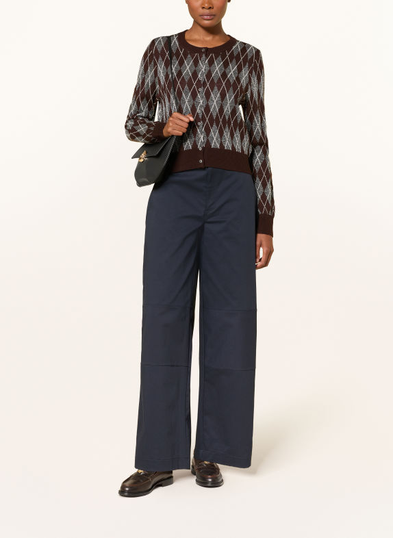 CLAUDIE PIERLOT Strickjacke mit Glitzergarn DUNKELBRAUN / SILBER