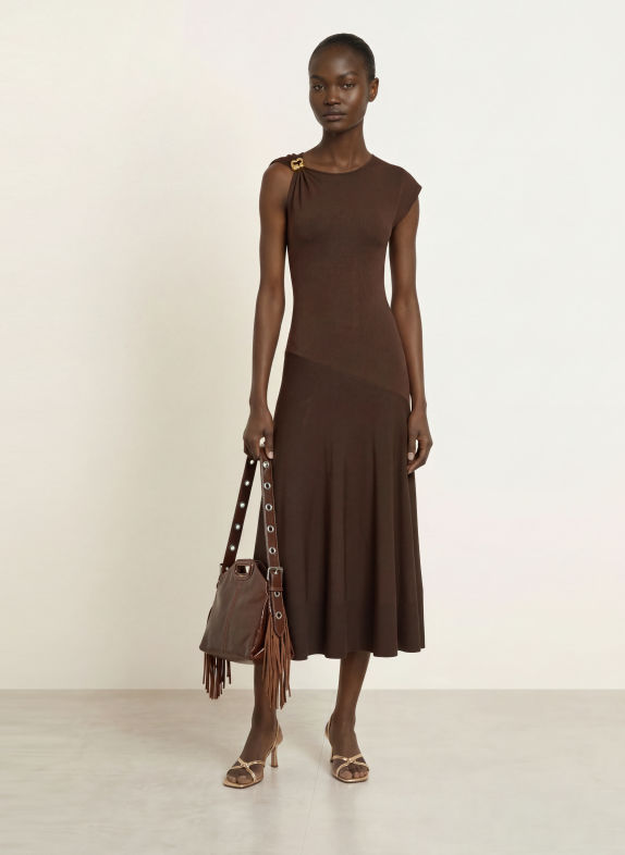 maje Strickkleid DUNKELBRAUN