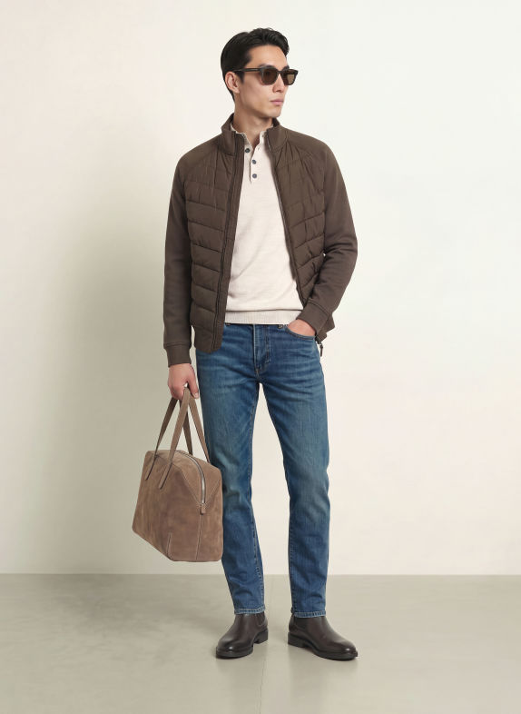REISS CALVORN bomber jacket in a mix of materials DARK GRAY