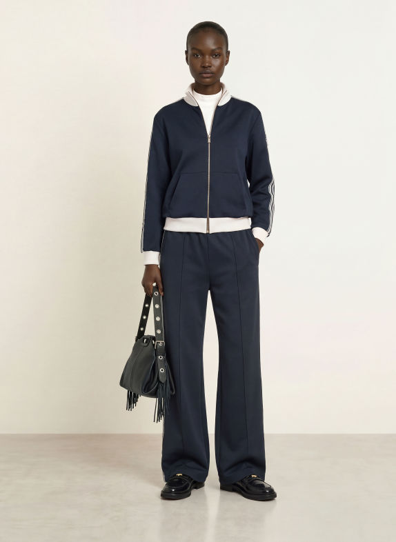 maje Sweatjacke mit Galonstreifen DUNKELBLAU / ECRU