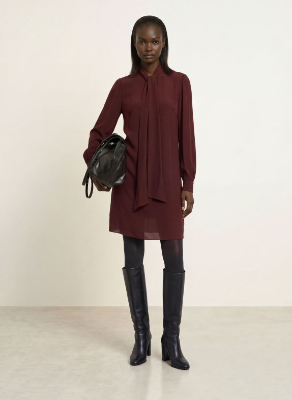 ALLSAINTS Seidenkleid JAMIE mit Schluppe DUNKELROT