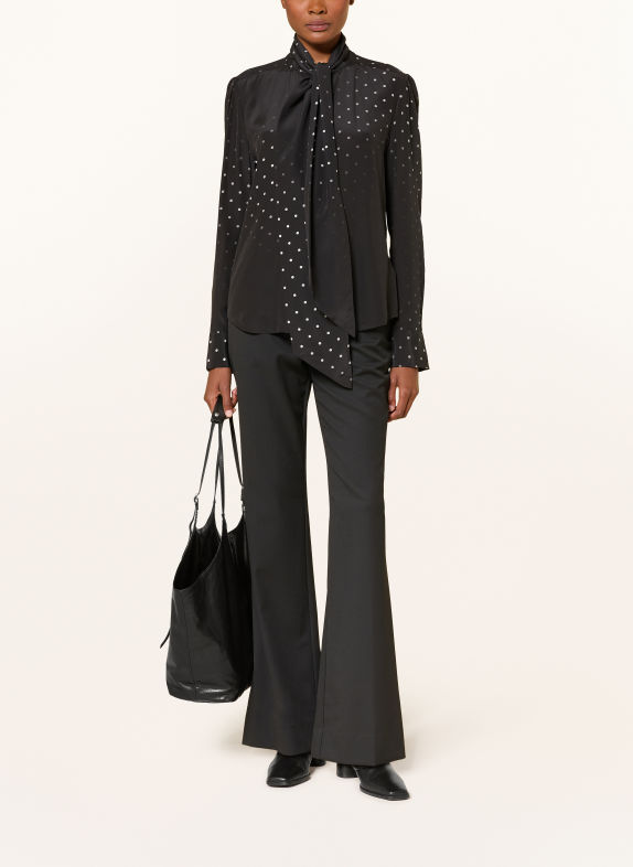 ALLSAINTS Zijden strikblouse ZWART / GRIJS