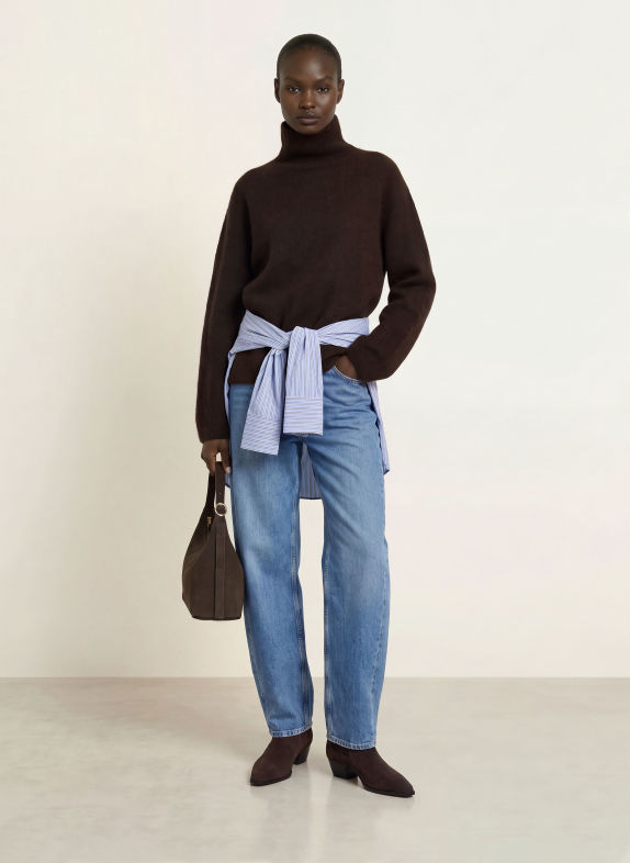 ARKET Rollkragenpullover mit Alpaka DUNKELBRAUN