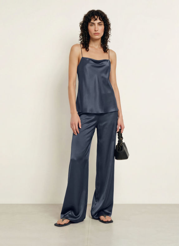SERENITY AMALFI Silk Pants DARK BLUE