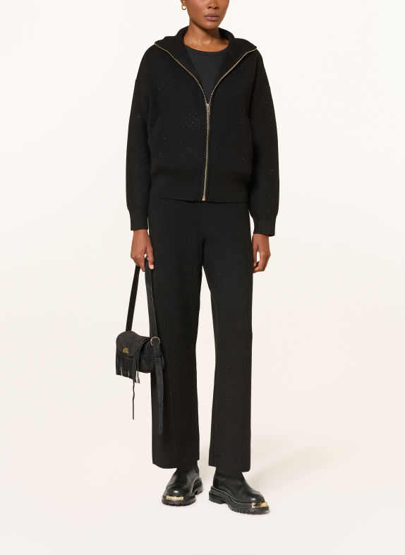 SANDRO Strickjacke mit Schmucksteinen SCHWARZ
