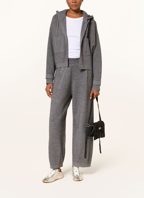 SANDRO Strickjacke mit Schmucksteinen GRAU