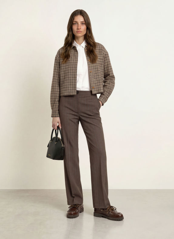CLAUDIE PIERLOT Kastenjacke HELLBRAUN / GRÜN / SCHWARZ