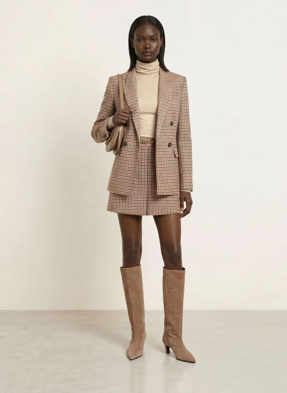 REISS WILLOW Skirt BEIGE / DARK BROWN / BROWN