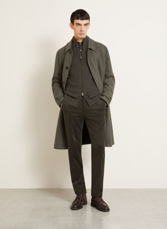 ZEGNA Pantalon en velours côtelé, coupe régulière GROEN