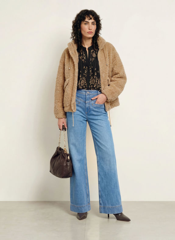 ba&sh Teddyfell-Jacke SONJO BEIGE