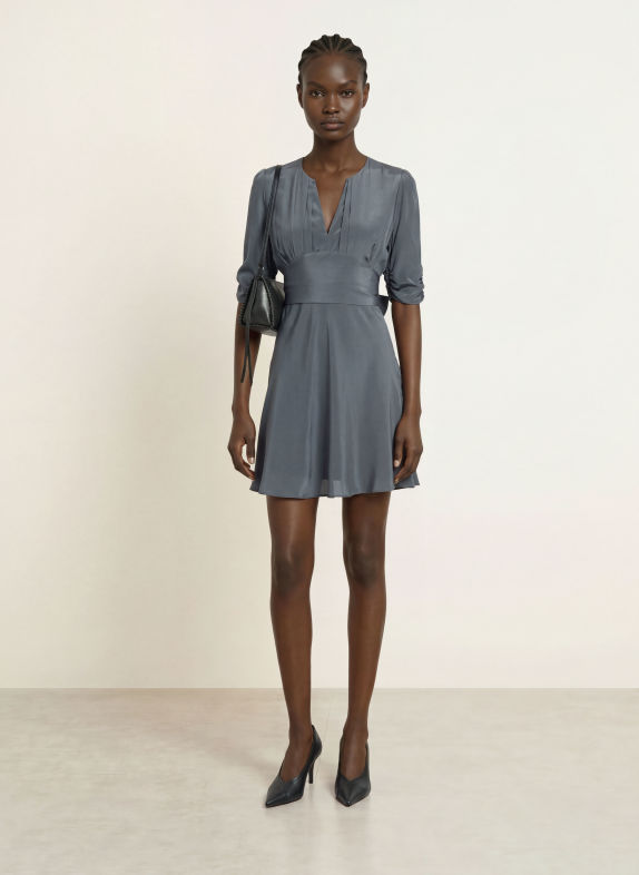 ALLSAINTS Seidenkleid ENA BLAUGRAU