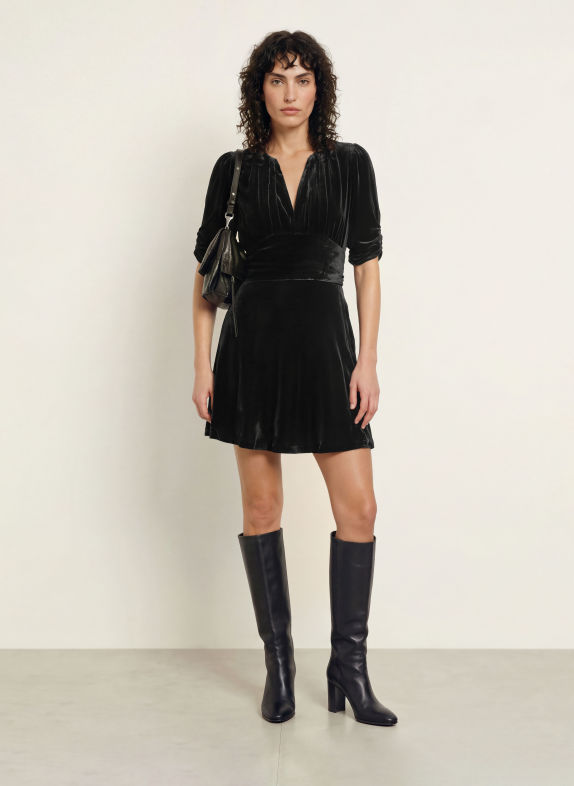 ALLSAINTS Samtkleid ENA SCHWARZ