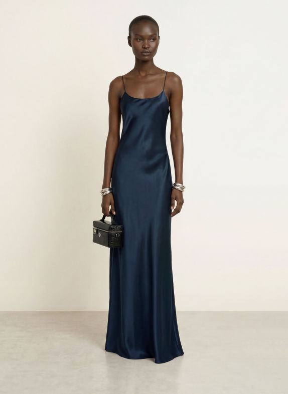 SERENITY CAROLYN Satin Dress, made of silk BLACK