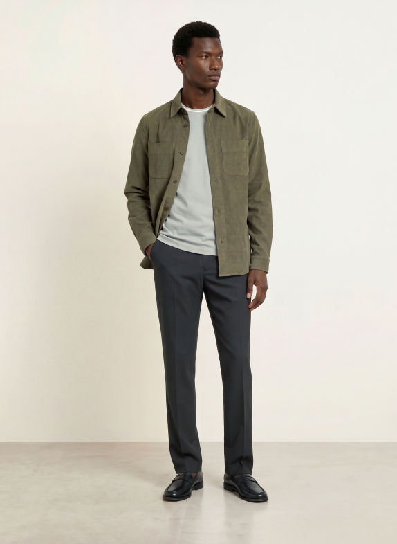 REISS Surchemise en velours côtelé TOWNIE KAKI