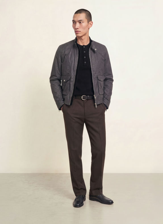 ALLSAINTS BLUNT Tailored Fit Trousers DARK BROWN