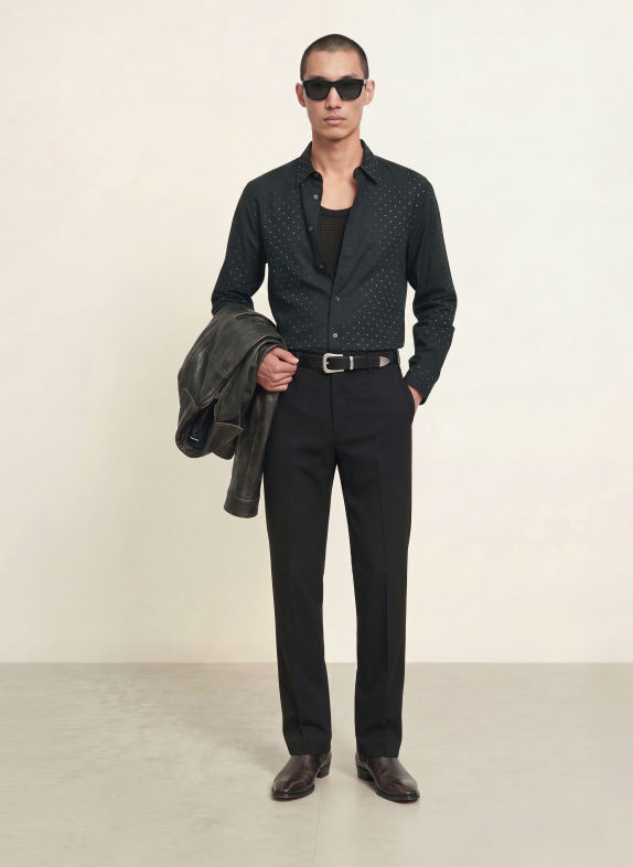 ALLSAINTS Overhemd Extra Slim Fit ZWART / LICHTGRIJS