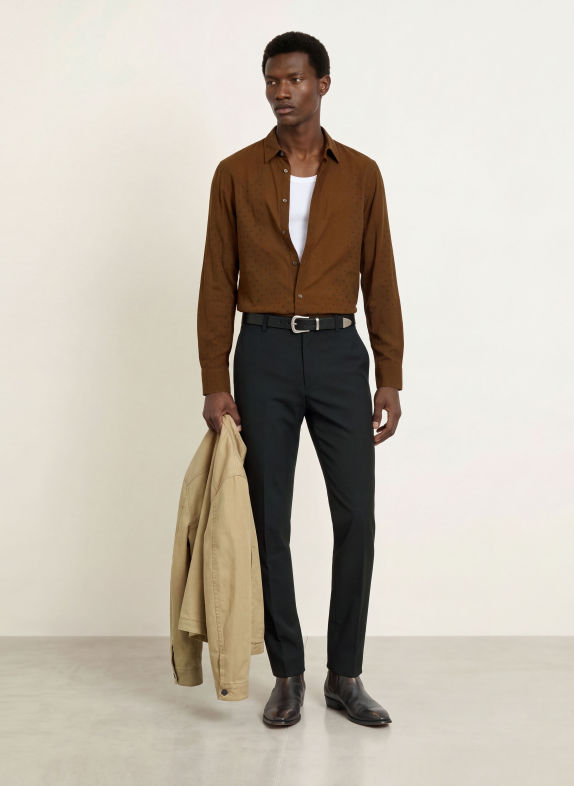 ALLSAINTS Overhemd Extra Slim Fit MARRON FONCÉ / ZWART