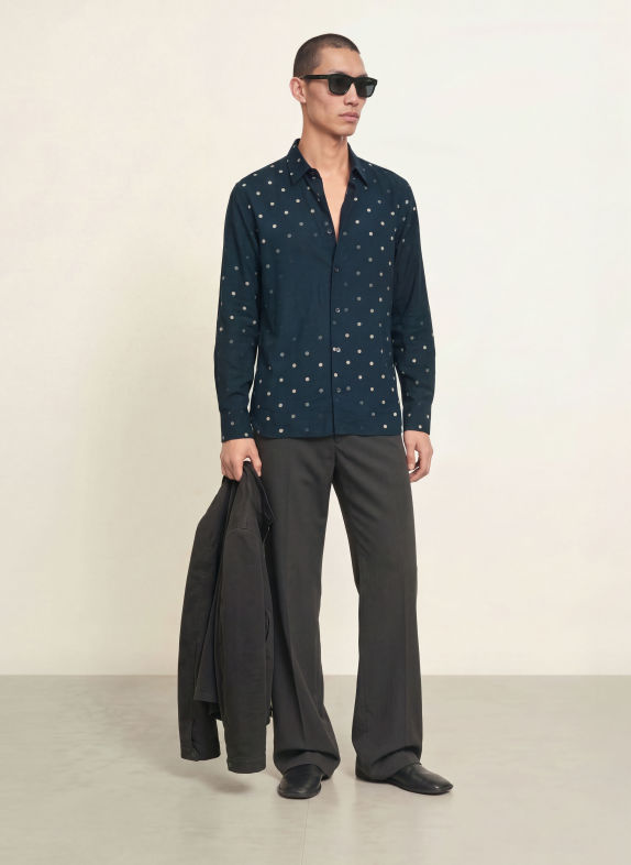 ALLSAINTS Overhemd Extra Slim Fit DONKERBLAUW / LICHTGRIJS