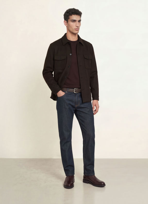 REISS LIAM Overshirt DARK BROWN