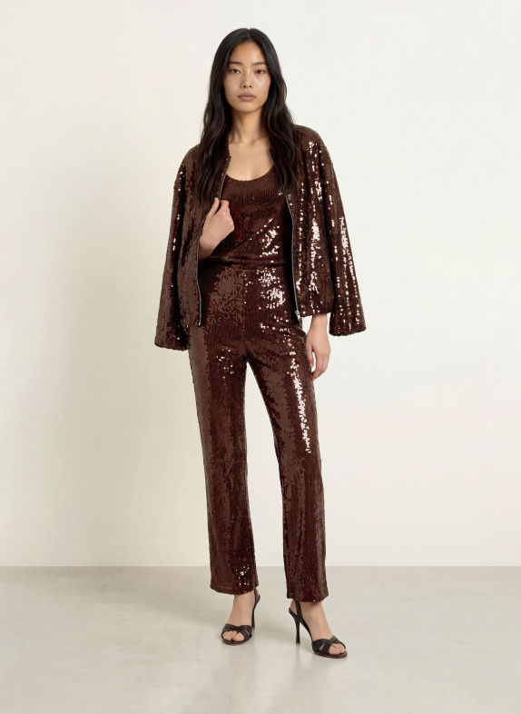 miss goodlife Blouson GLAMOUR GLOW met pailletten MARRON FONCÉ