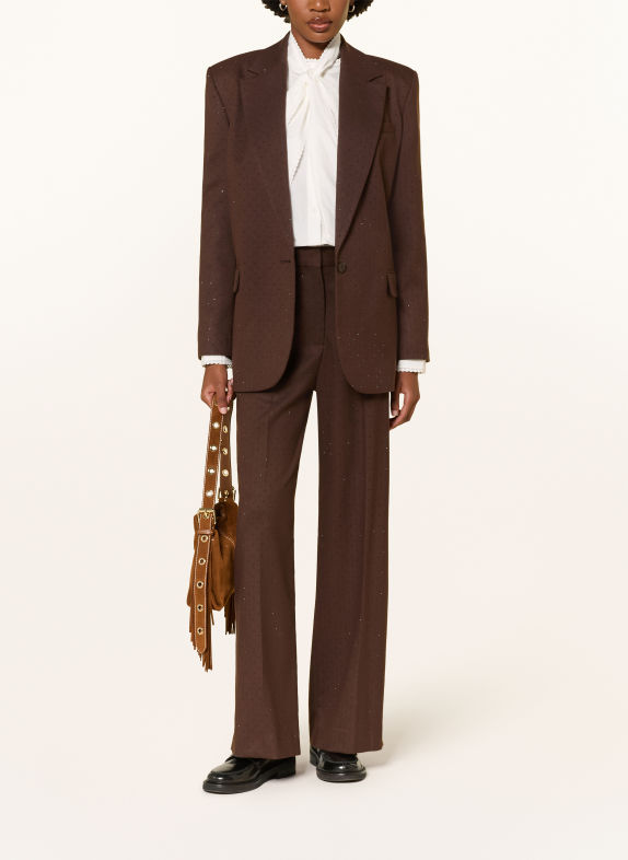 maje Marlenehose mit Schmucksteinen DUNKELBRAUN