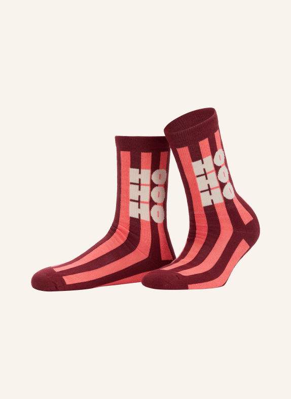 NBDC Socken HO HO HO DUNKELROT / ECRU / HELLROT