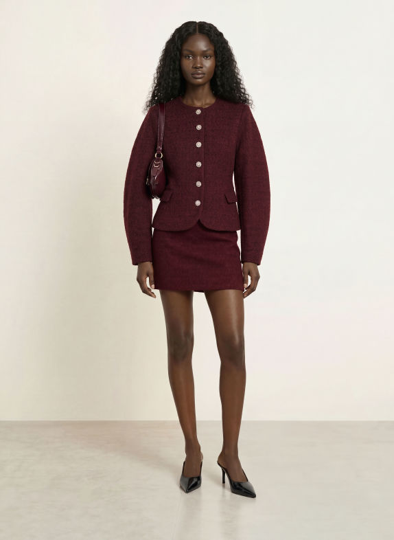 ROTATE Tweed-Jacke DUNKELROT