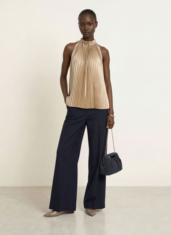 REISS Haut plissé KALI MARRON CLAIR